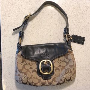 Coach leather and signature shoulder bag